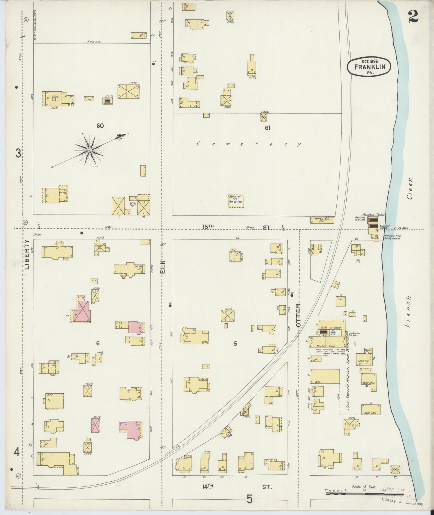 Sanborn Fire Insurance Map from Franklin, Venango County, Pennsylvania (1896), Sheet #0002 - Historic Sanborn Fire Insurance Map Print, vintage old map wall art, antique decor, genealogy gift, Pennsylvania Pennsylvania map