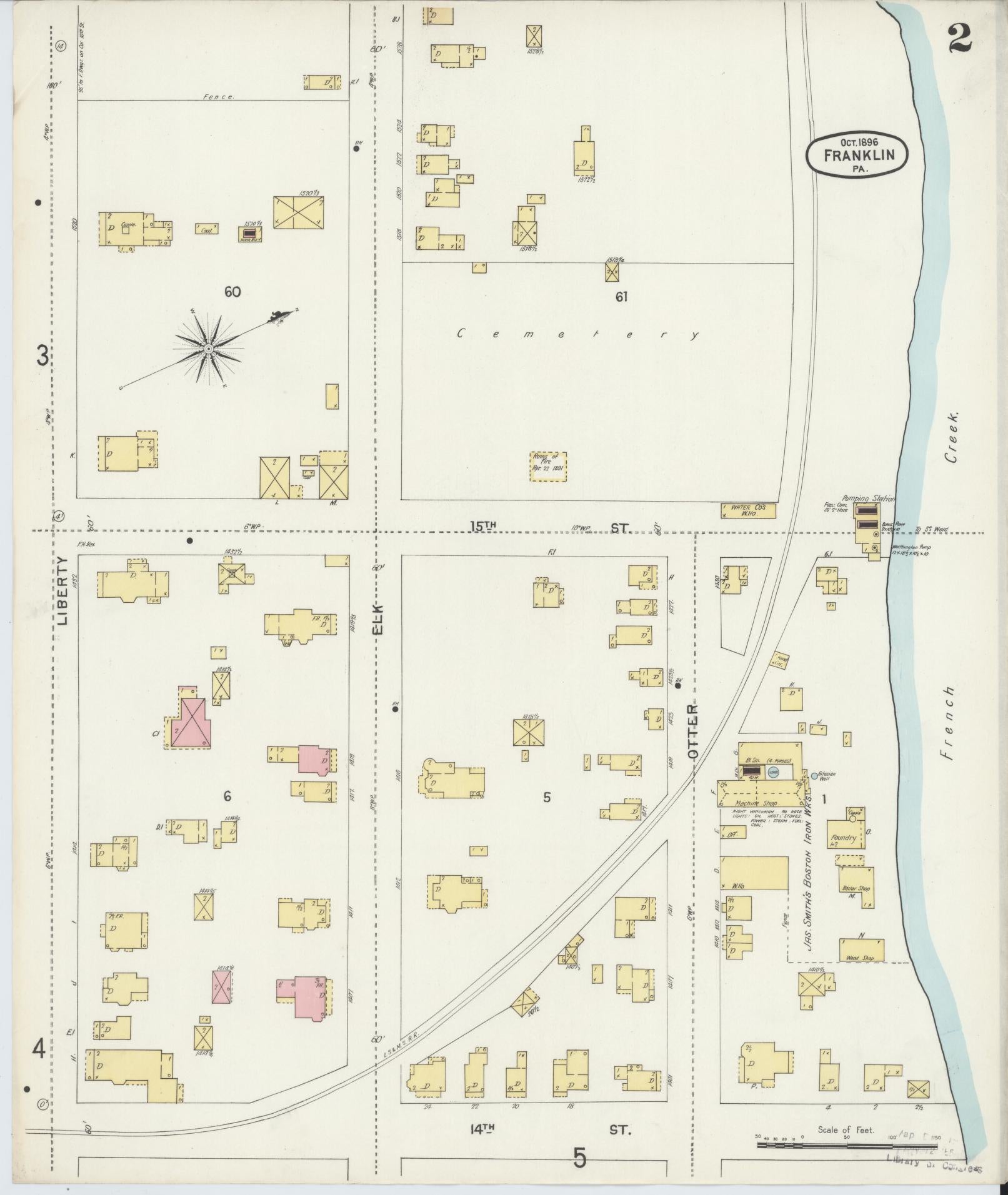 Sanborn Fire Insurance Map from Franklin, Venango County, Pennsylvania (1896), Sheet #0002 - Historic Sanborn Fire Insurance Map Print, vintage old map wall art, antique decor, genealogy gift, Pennsylvania Pennsylvania map