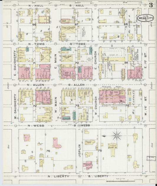 Sanborn Fire Insurance Map from Webb City, Jasper County, Missouri (1891), Sheet #0003 - Historic Sanborn Fire Insurance Map Print, vintage old map wall art, antique decor, genealogy gift, Missouri Missouri map