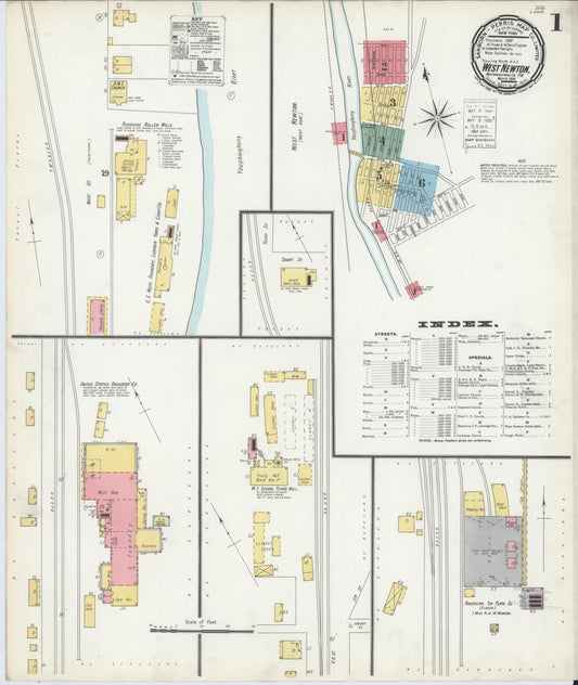 Sanborn Fire Insurance Map from West Newton, Westmoreland County, Pennsylvania (1900), Sheet #0001 - Historic Sanborn Fire Insurance Map Print, vintage old map wall art, antique decor, genealogy gift, Pennsylvania Pennsylvania map