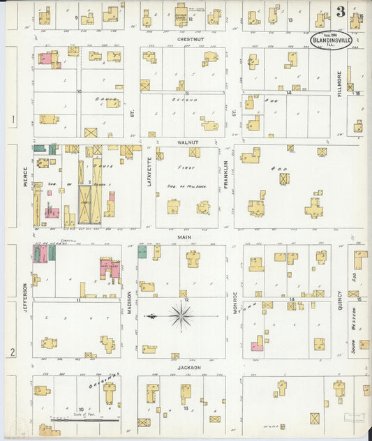 Sanborn Fire Insurance Map from Blandinsville, Mcdonough County, Illinois (1906), Sheet #0003 - Historic Sanborn Fire Insurance Map Print, vintage old map wall art, antique decor, genealogy gift, Illinois Illinois map
