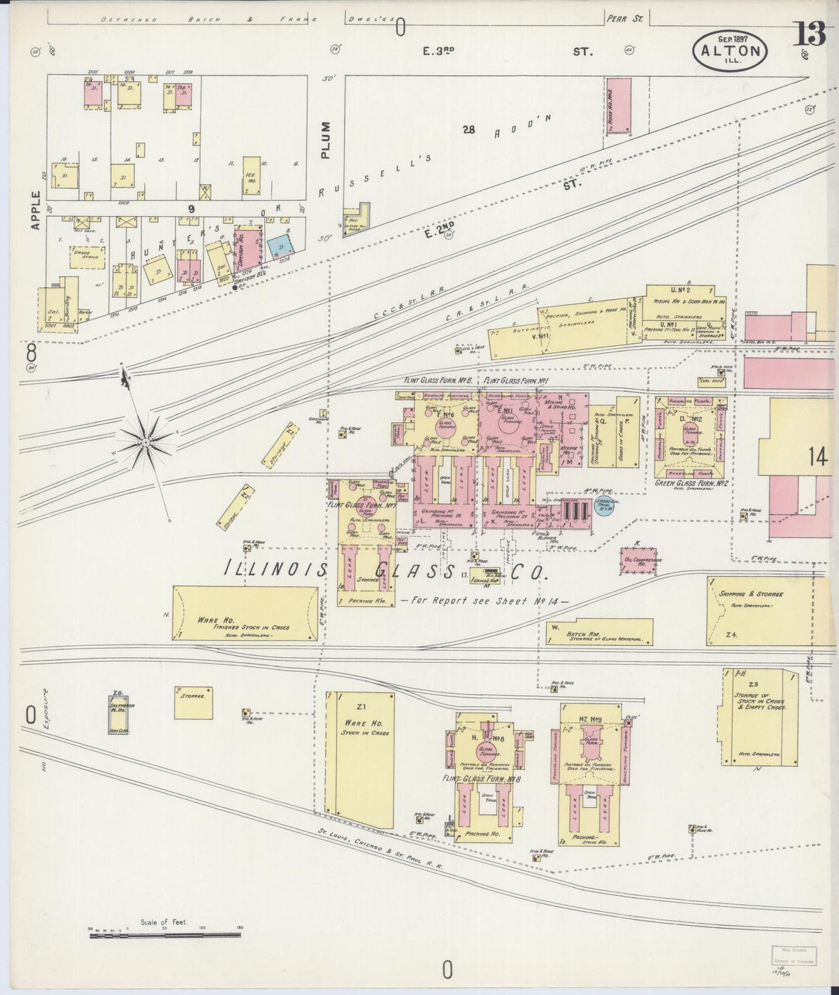 Sanborn Fire Insurance Map from Alton, Madison County, Illinois (1897), Sheet #0013 - Complete Map Set gallery image, historic Sanborn map, vintage wall art, Illinois Illinois
