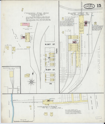 Sanborn Fire Insurance Map from Cairo, Alexander County, Illinois (1891), Sheet #0015 - Complete Map Set gallery image, historic Sanborn map, vintage wall art, Illinois Illinois