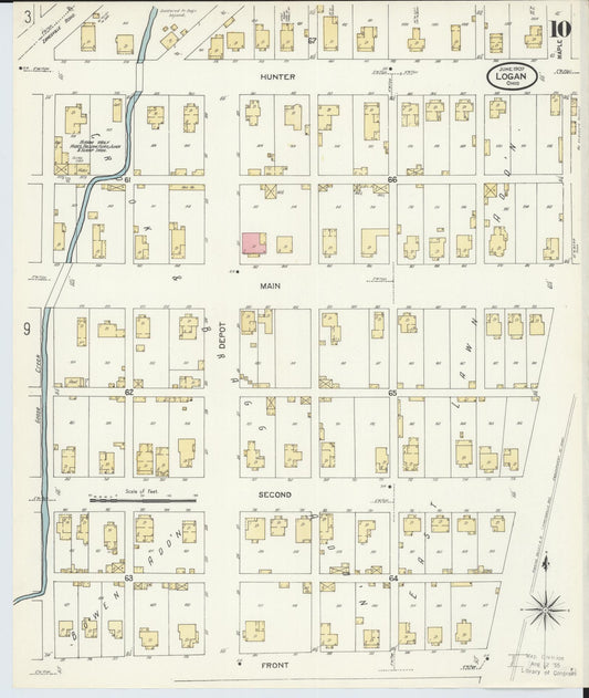 Sanborn Fire Insurance Map from Logan, Hocking County, Ohio (1907), Sheet #0010 - Historic Sanborn Fire Insurance Map Print, vintage old map wall art, antique decor, genealogy gift, Ohio Ohio map