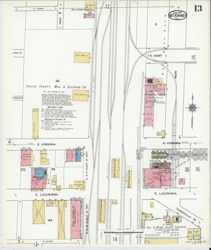 Sanborn Fire Insurance Map from McKinney, Collin County, Texas (1920), Sheet #0013 - Historic Sanborn Fire Insurance Map Print, vintage old map wall art, antique decor, genealogy gift, Texas Texas map