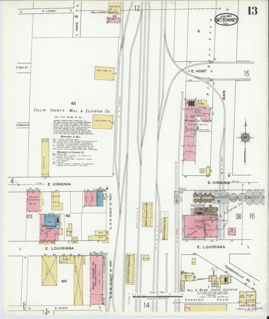 Sanborn Fire Insurance Map from McKinney, Collin County, Texas (1920), Sheet #0013 - Historic Sanborn Fire Insurance Map Print, vintage old map wall art, antique decor, genealogy gift, Texas Texas map