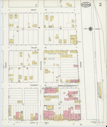 Sanborn Fire Insurance Map from Mission, Hidalgo County, Texas (1919), Sheet #0002 - Historic Sanborn Fire Insurance Map Print, vintage old map wall art, antique decor, genealogy gift, Texas Texas map