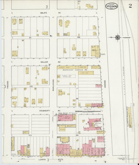 Sanborn Fire Insurance Map from Mission, Hidalgo County, Texas (1919), Sheet #0002 - Historic Sanborn Fire Insurance Map Print, vintage old map wall art, antique decor, genealogy gift, Texas Texas map