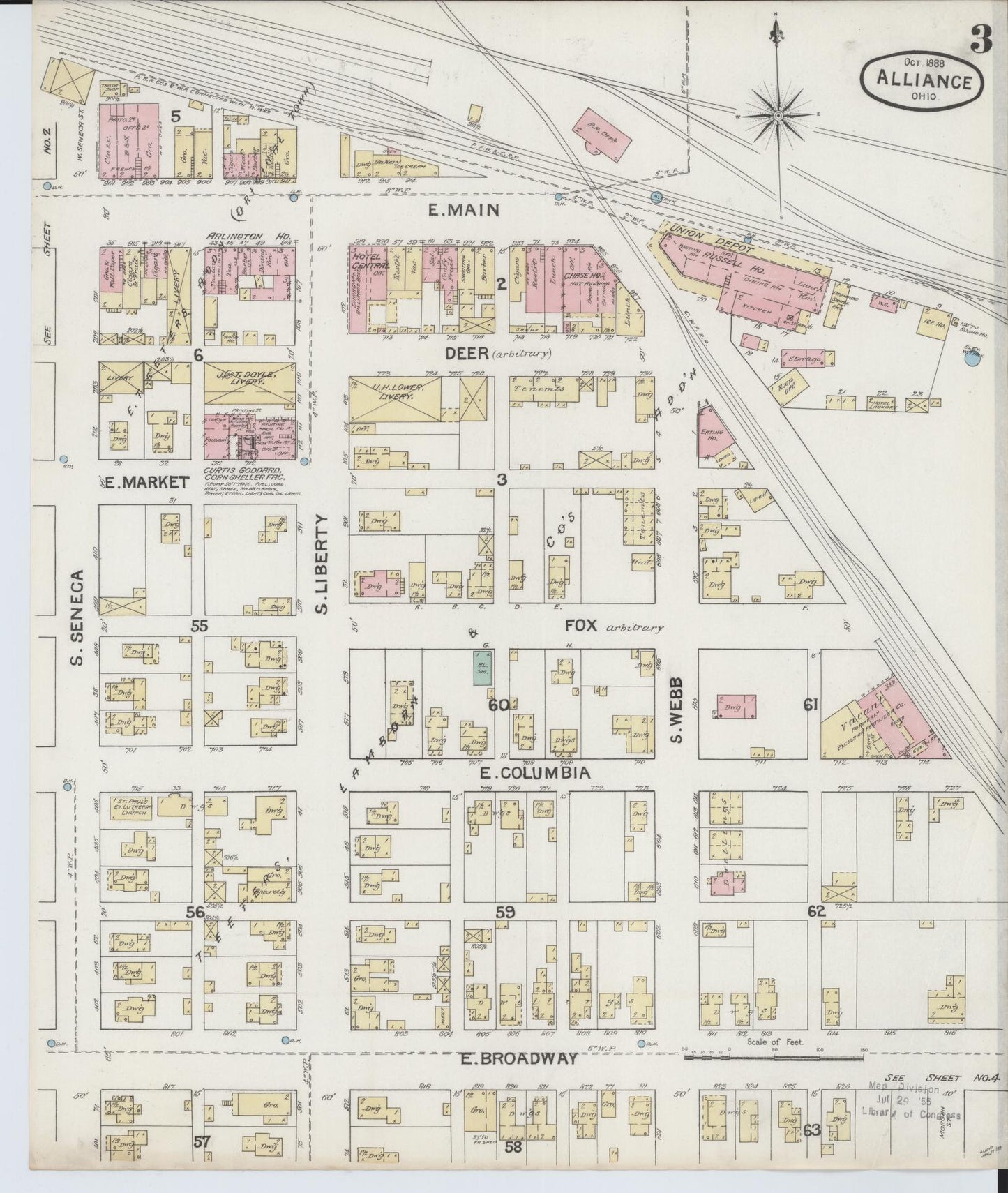 Sanborn Fire Insurance Map from Alliance, Stark County, Ohio (1888), Sheet #0003 - Complete Map Set gallery image, historic Sanborn map, vintage wall art, Ohio Ohio