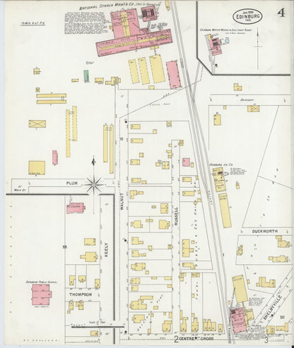 Sanborn Fire Insurance Map from Edinburg, Johnson And Bartholomew Counties, Indiana (1899), Sheet #0004 - Historic Sanborn Fire Insurance Map Print, vintage old map wall art, antique decor, genealogy gift, Indiana Indiana map