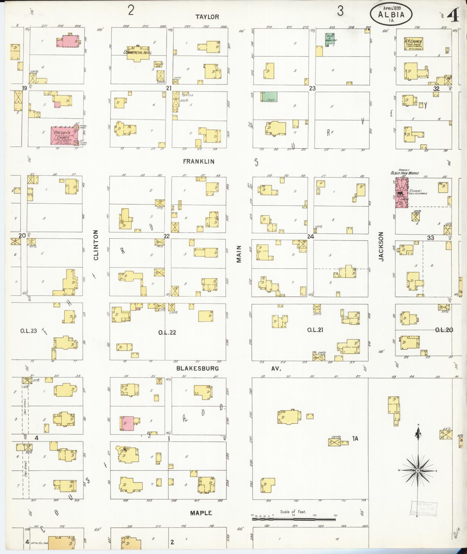 Sanborn Fire Insurance Map from Albia, Monroe County, Iowa (1899), Sheet #0004 - Historic Sanborn Fire Insurance Map Print