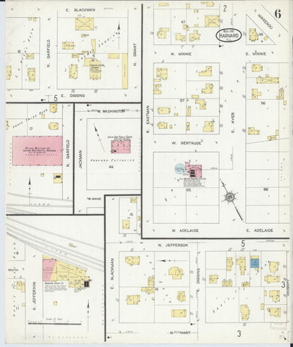 Sanborn Fire Insurance Map from Harvard, McHenry County, Illinois (1912), Sheet #0006 - Historic Sanborn Fire Insurance Map Print, vintage old map wall art, antique decor, genealogy gift, Illinois Illinois map