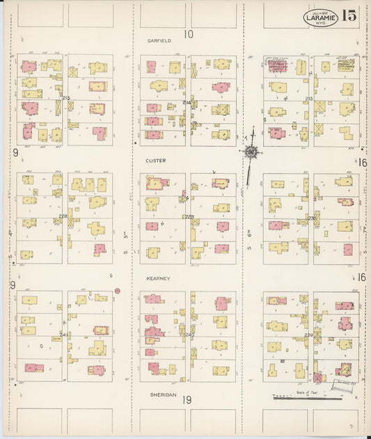 Sanborn Fire Insurance Map from Laramie, Albany County, Wyoming (1912), Sheet #0015 - Historic Sanborn Fire Insurance Map Print, vintage old map wall art, antique decor, genealogy gift, Wyoming Wyoming map