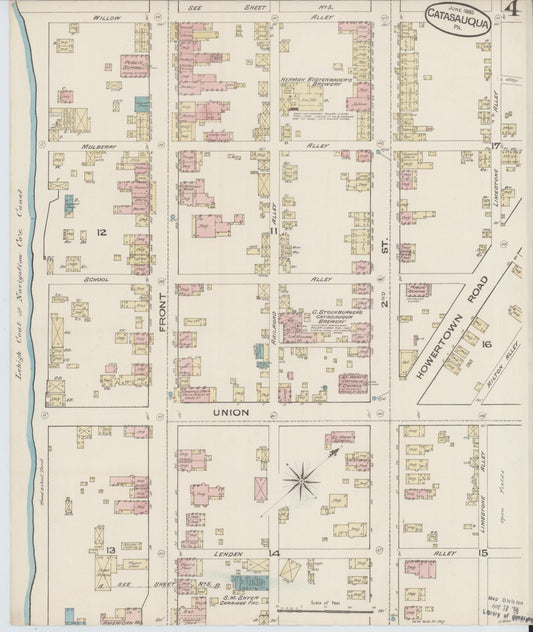 Sanborn Fire Insurance Map from Catasauqua, Lehigh County, Pennsylvania (1885), Sheet #0004 - Historic Sanborn Fire Insurance Map Print, vintage old map wall art, antique decor, genealogy gift, Pennsylvania Pennsylvania map