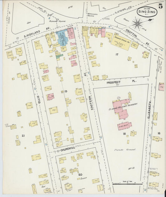 Sanborn Fire Insurance Map from Sing Sing, Westchester County, New York (1891), Sheet #0005 - Historic Sanborn Fire Insurance Map Print, vintage old map wall art, antique decor, genealogy gift, New York New York map