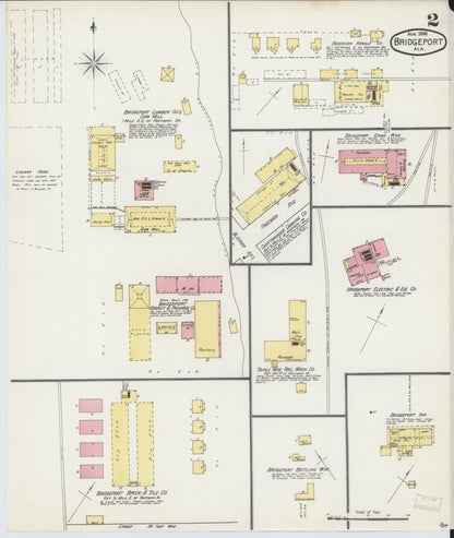 Sanborn Fire Insurance Map from Bridgeport, Jackson County, Alabama (1892), Sheet #0002 - Complete Map Set gallery image, historic Sanborn map, vintage wall art, Alabama Alabama