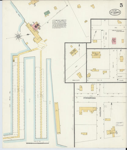 Sanborn Fire Insurance Map from Saint Ignace, Mackinac County, Michigan (1901), Sheet #0005 - Historic Sanborn Fire Insurance Map Print, vintage old map wall art, antique decor, genealogy gift, Michigan Michigan map