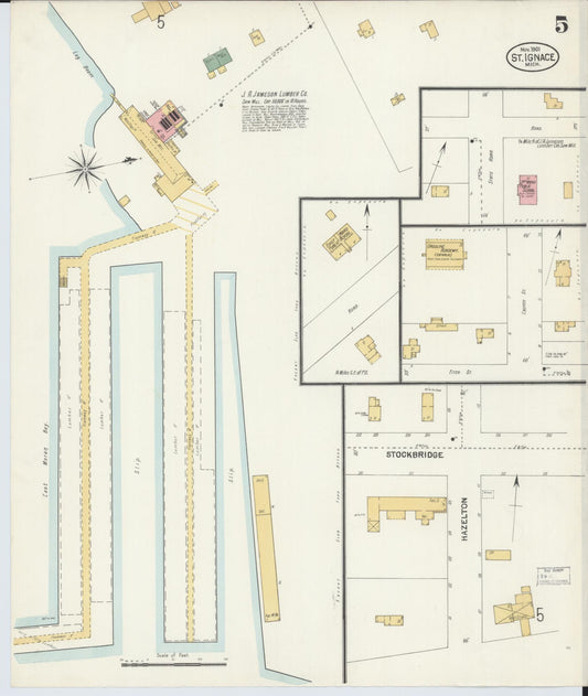 Sanborn Fire Insurance Map from Saint Ignace, Mackinac County, Michigan (1901), Sheet #0005 - Historic Sanborn Fire Insurance Map Print, vintage old map wall art, antique decor, genealogy gift, Michigan Michigan map