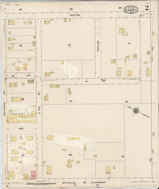 Sanborn Fire Insurance Map from Canby, Clackamas County, Oregon (1931), Sheet #0002 - Historic Sanborn Fire Insurance Map Print, vintage old map wall art, antique decor, genealogy gift, Oregon Oregon map