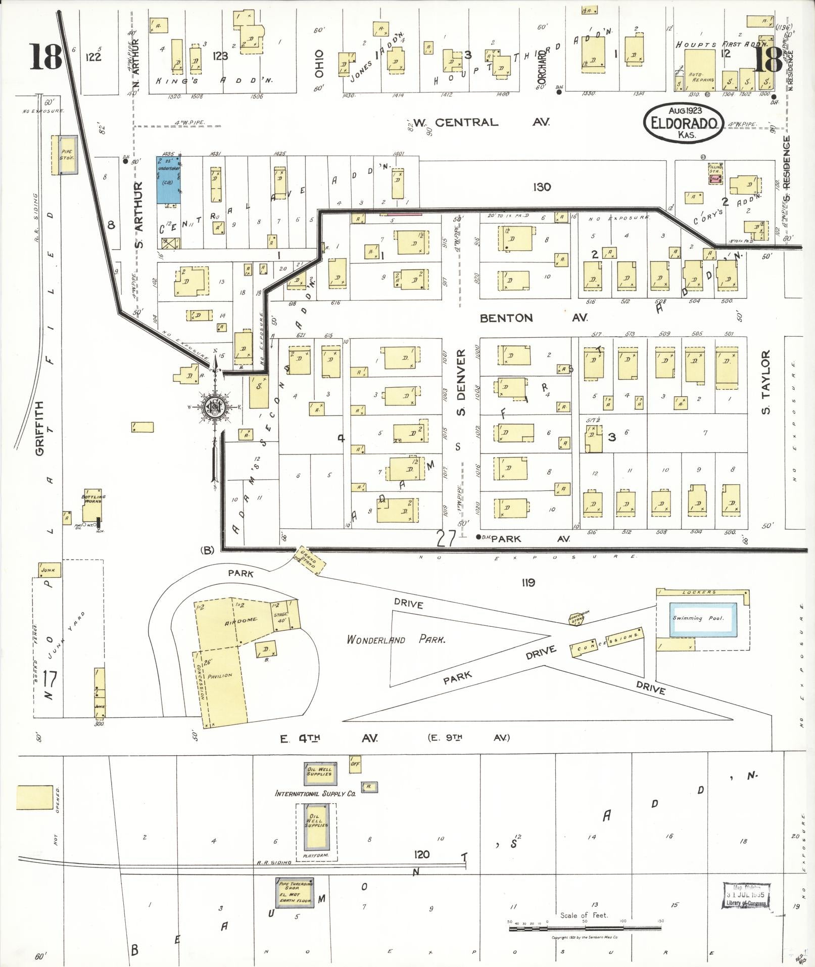 Sanborn Fire Insurance Map from El Dorado, Butler County, Kansas (1923), Sheet #0018 - Complete Map Set gallery image, historic Sanborn map, vintage wall art, Kansas Kansas