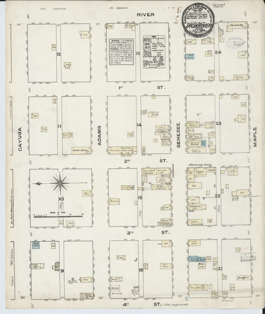 Sanborn Fire Insurance Map from Iron River, Iron County, Michigan (1884), Sheet #0001 - Historic Sanborn Fire Insurance Map Print, vintage old map wall art, antique decor, genealogy gift, Michigan Michigan map