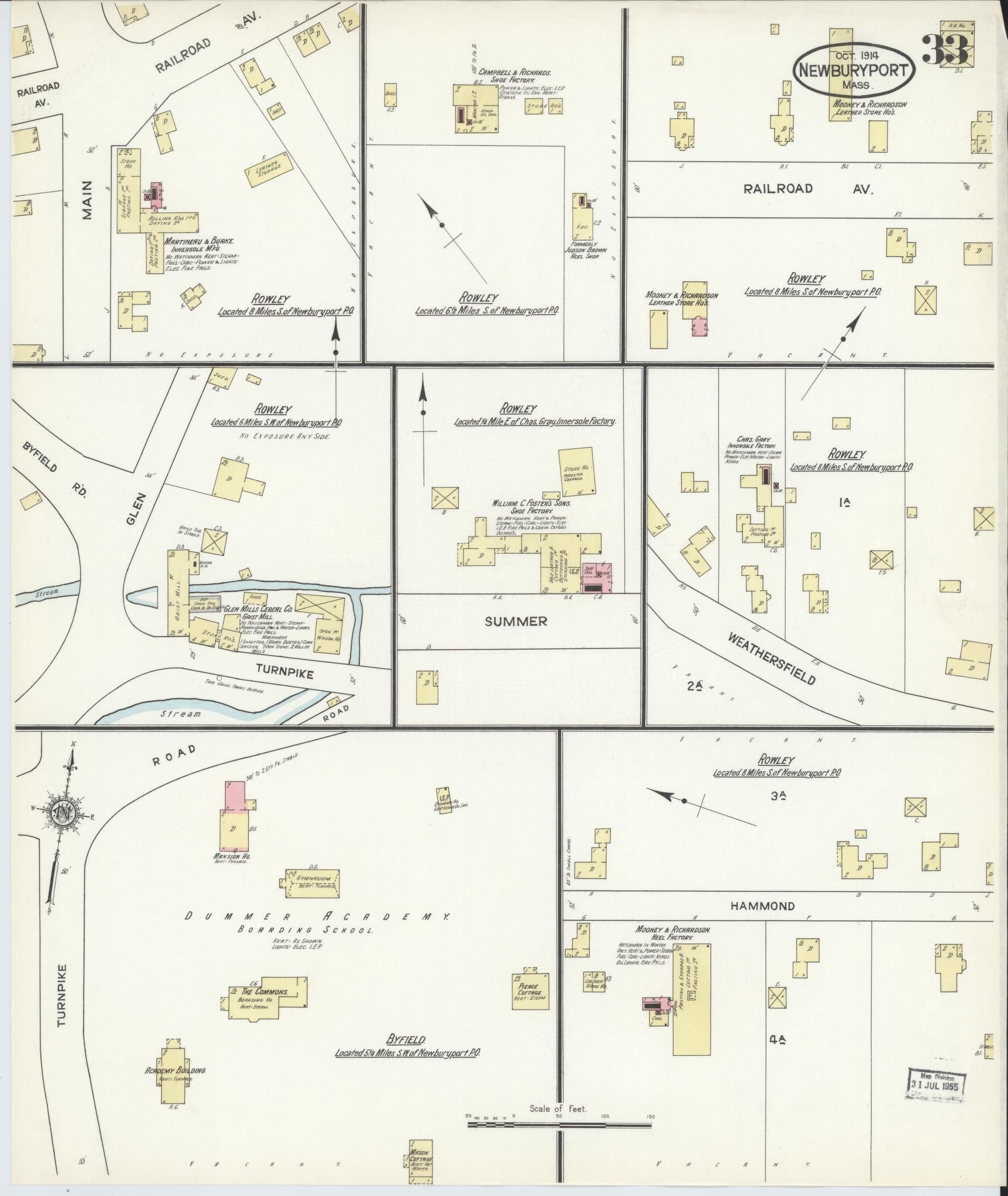 Sanborn Fire Insurance Map from Newburyport, Essex County, Massachusetts (1914), Sheet #0033 - Historic Sanborn Fire Insurance Map Print, vintage old map wall art, antique decor, genealogy gift, Massachusetts Massachusetts map