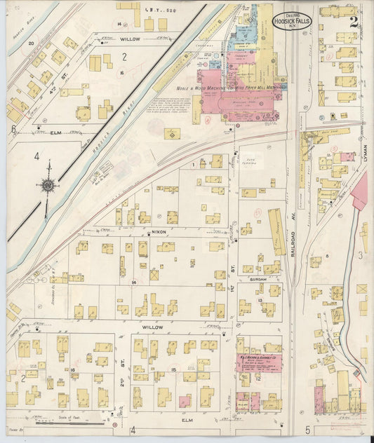 Sanborn Fire Insurance Map from Hoosick Falls, Rensselaer County, New York (1945), Sheet #0002 - Historic Sanborn Fire Insurance Map Print, vintage old map wall art, antique decor, genealogy gift, New York New York map