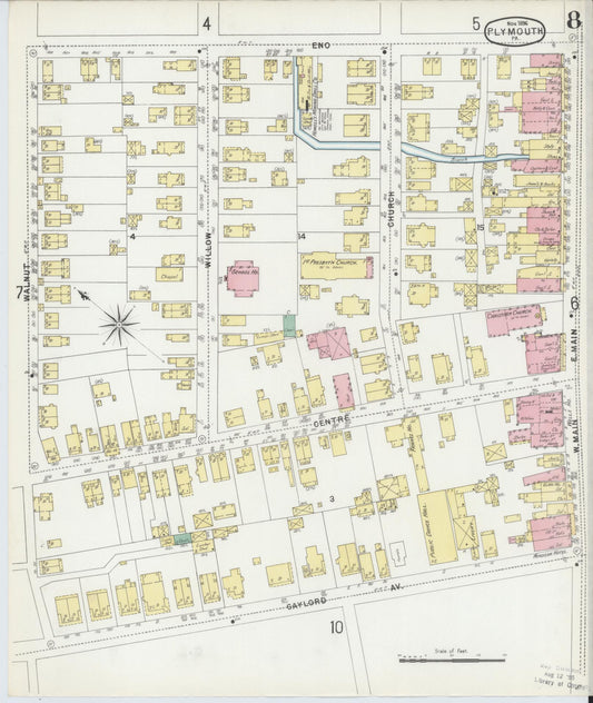 Sanborn Fire Insurance Map from Plymouth, Luzerne County, Pennsylvania (1896), Sheet #0008 - Historic Sanborn Fire Insurance Map Print, vintage old map wall art, antique decor, genealogy gift, Pennsylvania Pennsylvania map