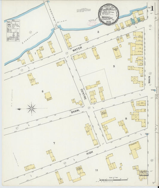 Sanborn Fire Insurance Map from Newport, Penobscot County, Maine (1892), Sheet #0001 - Complete Map Set gallery image, historic Sanborn map, vintage wall art, Maine Maine