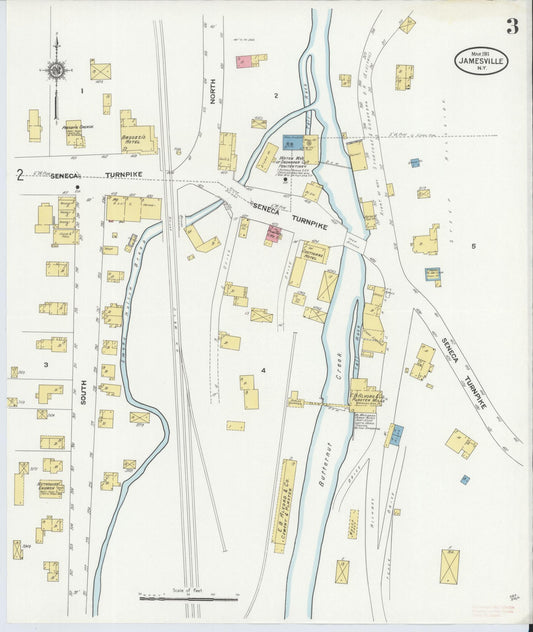 Sanborn Fire Insurance Map from Jamesville, Onondaga County, New York (1911), Sheet #0003 - Historic Sanborn Fire Insurance Map Print, vintage old map wall art, antique decor, genealogy gift, New York New York map