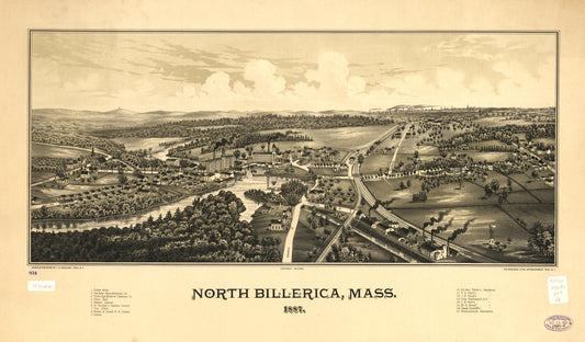 North Billerica, Mass. 1887. (1887) – Historic Bird’s-Eye View Panorama Print