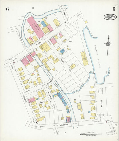 Sanborn Fire Insurance Map from Torrington, Litchfield County, Connecticut (1924), Sheet #0006 - Complete Map Set gallery image, historic Sanborn map, vintage wall art, Connecticut Connecticut
