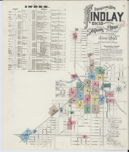 Sanborn Fire Insurance Map from Findlay, Hancock County, Ohio (1895), Sheet #0001 - Complete Map Set gallery image, historic Sanborn map, vintage wall art, Ohio Ohio