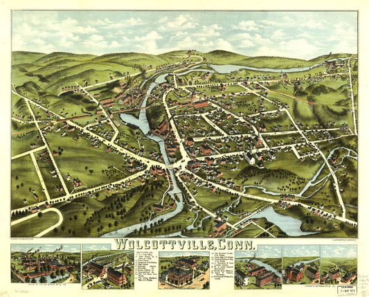 Wolcottville, Conn. (1875) – Historic Bird’s-Eye View Panorama Print