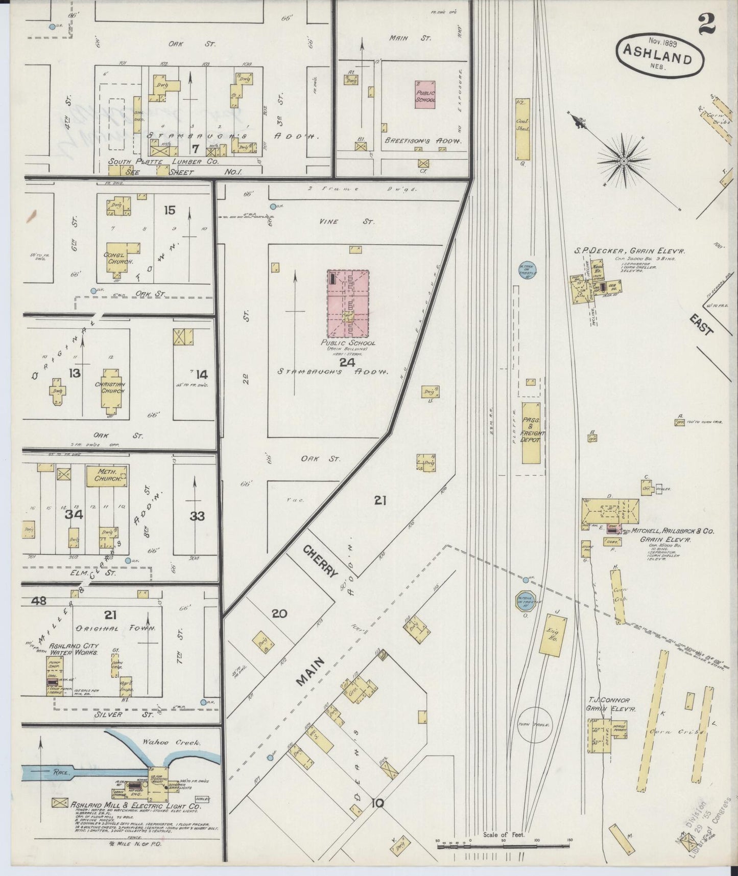 Sanborn Fire Insurance Map from Ashland, Saunders County, Nebraska (1889), Sheet #0002 - Historic Sanborn Fire Insurance Map Print, vintage old map wall art, antique decor, genealogy gift, Nebraska Nebraska map