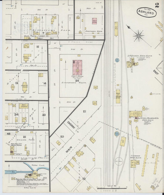 Sanborn Fire Insurance Map from Ashland, Saunders County, Nebraska (1889), Sheet #0002 - Historic Sanborn Fire Insurance Map Print, vintage old map wall art, antique decor, genealogy gift, Nebraska Nebraska map