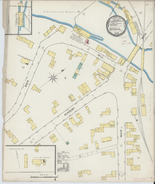 Sanborn Fire Insurance Map from Contoocook, Merrimack County, New Hampshire (1892), Sheet #0001 - Historic Sanborn Fire Insurance Map Print, vintage old map wall art, antique decor, genealogy gift, New Hampshire New Hampshire map