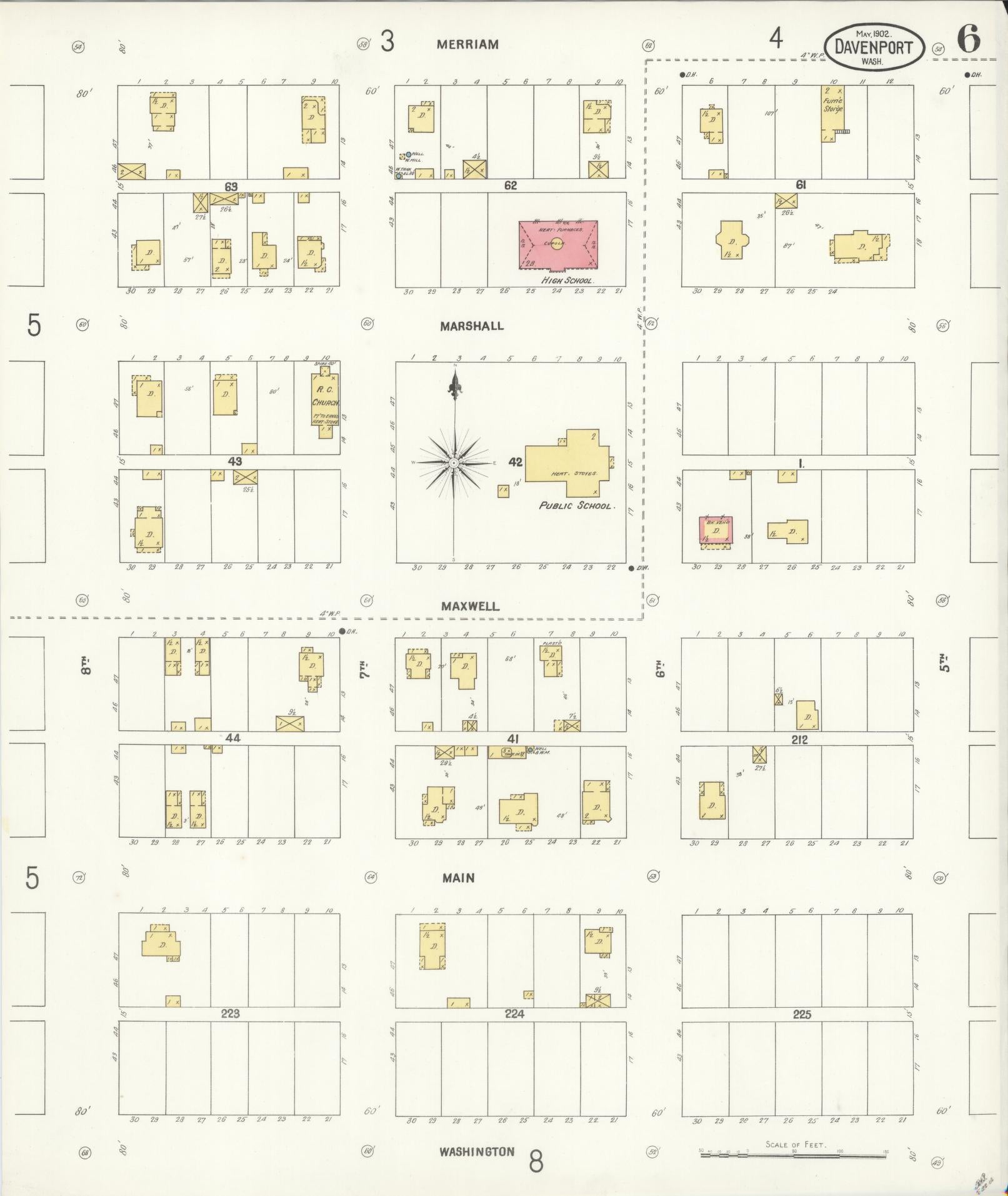 Sanborn Fire Insurance Map from Davenport, Lincoln County, Washington (1902), Sheet #0006 - Complete Map Set gallery image, historic Sanborn map, vintage wall art, Washington Washington