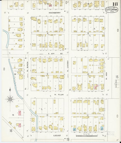 Sanborn Fire Insurance Map from Ottumwa, Wapello County, Iowa (1897), Sheet #0018 - Historic Sanborn Fire Insurance Map Print, vintage old map wall art