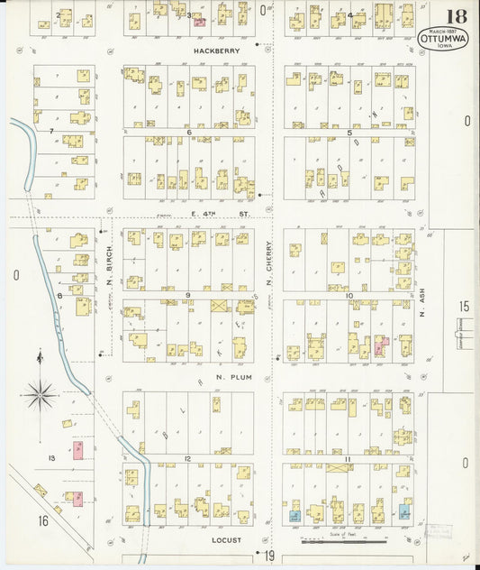 Sanborn Fire Insurance Map from Ottumwa, Wapello County, Iowa (1897), Sheet #0018 - Historic Sanborn Fire Insurance Map Print, vintage old map wall art