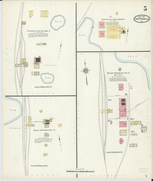 Sanborn Fire Insurance Map from Carterville, Williamson County, Illinois (1913), Sheet #0005 - Historic Sanborn Fire Insurance Map Print, vintage old map wall art, antique decor, genealogy gift, Illinois Illinois map