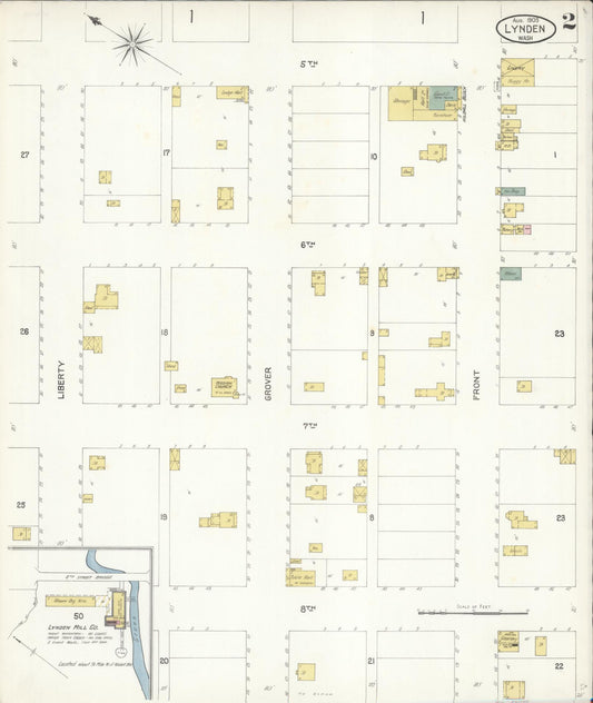 Sanborn Fire Insurance Map from Lynden, Whatcom County, Washington (1903), Sheet #0002 - Historic Sanborn Fire Insurance Map Print, vintage old map wall art, antique decor, genealogy gift, Washington Washington map