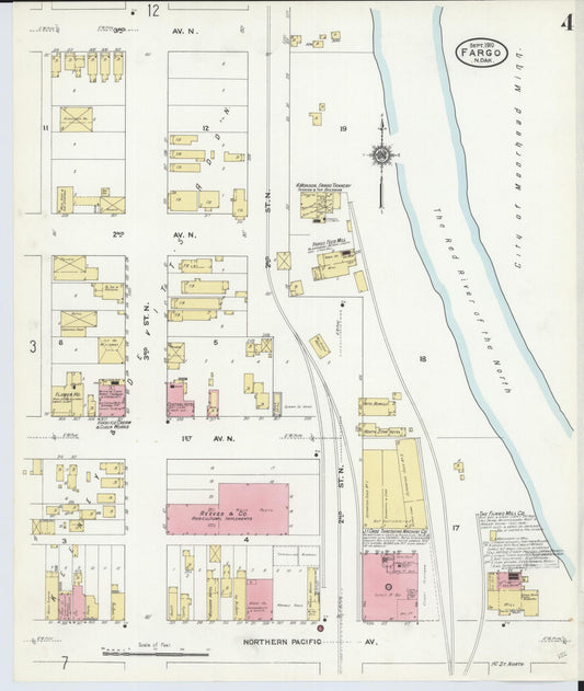 Sanborn Fire Insurance Map from Fargo, Cass County, North Dakota (1910), Sheet #0004 - Historic Sanborn Fire Insurance Map Print, vintage old map wall art, antique decor, genealogy gift, North Dakota North Dakota map
