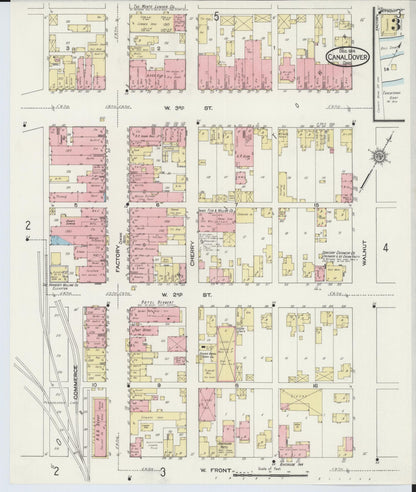 Sanborn Fire Insurance Map from Canal Dover, Tuscarawas County, Ohio (1914), Sheet #0003 - Historic Sanborn Fire Insurance Map Print, vintage old map wall art, antique decor, genealogy gift, Ohio Ohio map