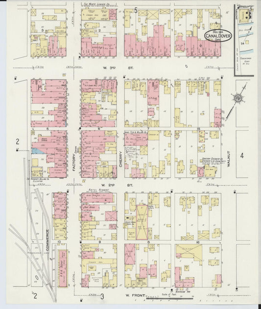 Sanborn Fire Insurance Map from Canal Dover, Tuscarawas County, Ohio (1914), Sheet #0003 - Historic Sanborn Fire Insurance Map Print, vintage old map wall art, antique decor, genealogy gift, Ohio Ohio map