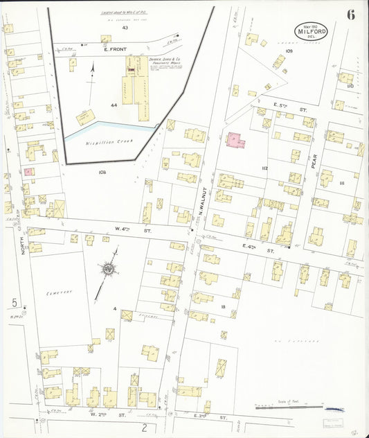 Sanborn Fire Insurance Map from Milford, Kent And Sussex Counties, Delaware (1910), Sheet #0006 - Historic Sanborn Fire Insurance Map Print, vintage old map wall art, antique decor, genealogy gift, Delaware Delaware map