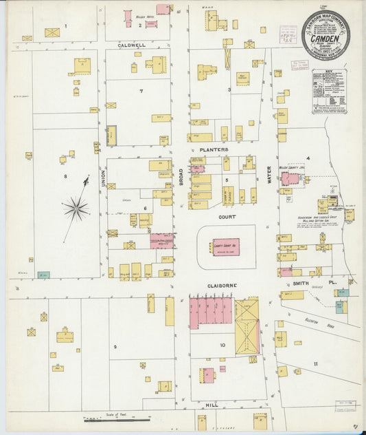 Sanborn Fire Insurance Map from Camden, Wilcox County, Alabama (1905), Sheet #0001 - Historic Sanborn Fire Insurance Map Print, vintage old map wall art, antique decor, genealogy gift, Alabama Alabama map