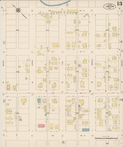 Sanborn Fire Insurance Map from Lewistown, Fergus County, Montana (1916), Sheet #0013 - Complete Map Set gallery image, historic Sanborn map, vintage wall art, Montana Montana