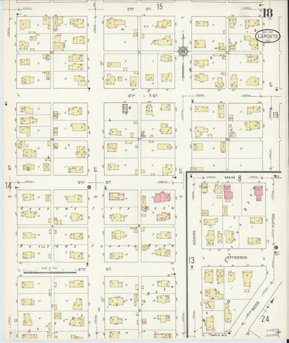 Sanborn Fire Insurance Map from La Porte, La Porte County, Indiana (1912), Sheet #0018 - Historic Sanborn Fire Insurance Map Print, vintage old map wall art, antique decor, genealogy gift, Indiana Indiana map