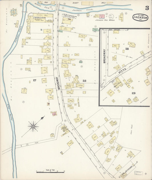 Sanborn Fire Insurance Map from Jackson, Amador County, California (1890), Sheet #0003 - Historic Sanborn Fire Insurance Map Print, vintage old map wall art, antique decor, genealogy gift, California California map